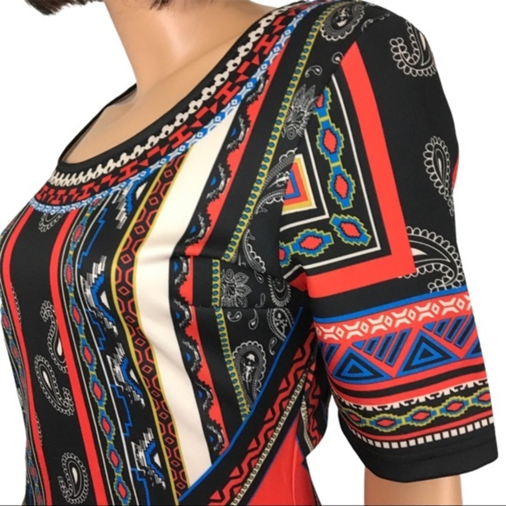 Jealous Tomato Geometric Paisley Dress Red Black Woman’s M Colorful Graphic - Picture 6 of 13